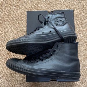 Converse All Black Leather Sneakers